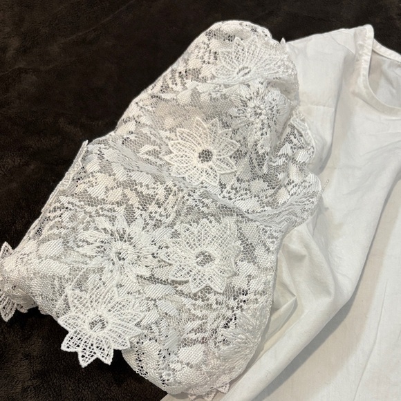 Zara White Lace Sleeve Blouse - Picture 2 of 7